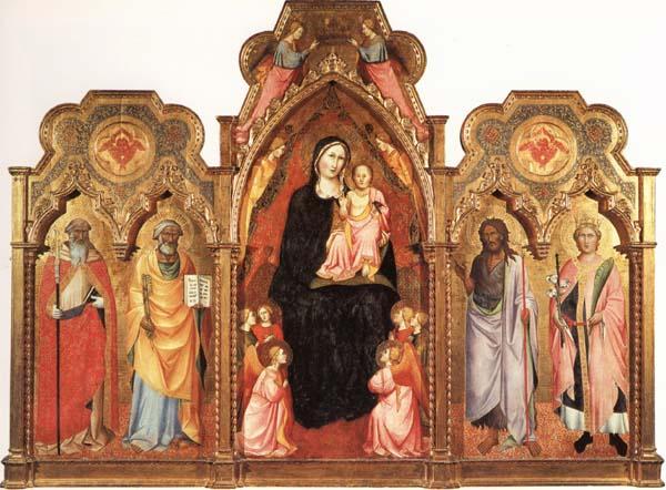 GADDI, Agnolo Madonna and Child with Angels and SS.Benedict and Peter.john the Baptist and Miniato oil painting picture